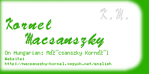 kornel macsanszky business card